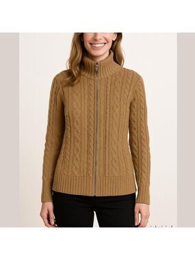 Cdn Wainscott Cable Knit Brown Sweater